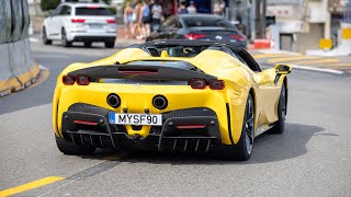 Ferrari SF90 Spider Driving in Monaco [upl. by Inatirb]