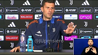 Conferenza stampa THIAGO MOTTA pre JuveParma quotCon Gatti nessun problema Koopmeiners recuperatoquot [upl. by Ayotas]