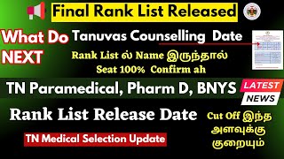 📢Latest Paramedical Rank List 2024 Release  TN Medical SelectionWhat Next Tanuvas Counselling 2024 [upl. by Haikan327]