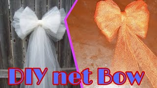 How to Make a Tulle Bow  Simple and Easy Net Bow  DIY Tulle Bow Tutorial  Gift Wrapping Bow 2022 [upl. by Virg]