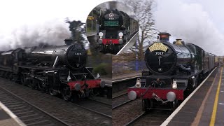 A steam meeting at Kings Sutton  7029 amp 44871  Plus 35028 on her last Belmond of 2021  111221 [upl. by Bartosch]