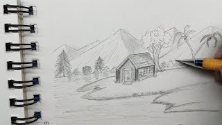 Drawing scenery pencil [upl. by Thorlie]