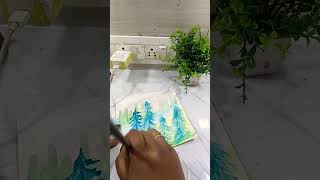 Water colour forest drawing for beginners drawing shortvideo art artwork [upl. by Edeline]