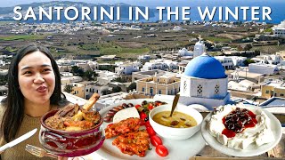 Whats SANTORINI like during WINTER  Santorini Greek Food Tour [upl. by Annotahs]