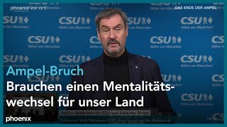 Markus Söder zum Ende der Ampelkoalition am 071124 [upl. by Ahsied]