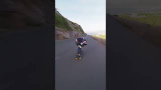 Longboarder VS Cyclist speed skateboarding skateboard downhill downhill insane longboard [upl. by Elleral]