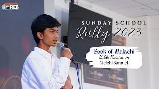 Book of Malachi  Bible Recitation  Melchi Samuel  Sunday School Rally 2023  HOREB Prayer House [upl. by Lamaaj]