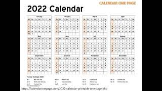 Printable Calendar 2022 One Page [upl. by Hagerman]