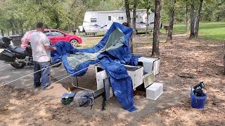 Setting up our Scooter Schooner motorcycle camper [upl. by Savitt]