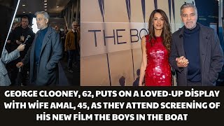 GEORGE CLOONEY ATTENDED THE PREMIERE OF HIS NEW MOVIE THE BOYS IN THE BOAT WITH HIS WIFE AMAL [upl. by Leur]