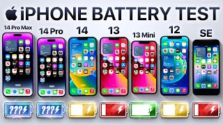 iPhone 14 Pro Max vs 14 Pro  14  13  13 mini  12  SE Battery Test [upl. by Adekan]