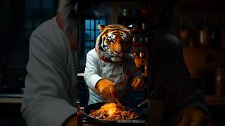 Tiger Chef Is Cooking Food 😁🔥 Crazy Animas Cooking cooking shorts [upl. by Emmerich531]