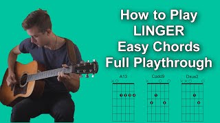 How to Play LINGER by The Cranberries on Guitar  EASY CHORDS amp PLAYTHROUGH [upl. by Annadroj]