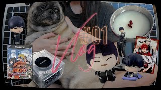 vlog no 1  reshelling my gamecube chainsaw man almond tofu lots of hoshina merch manga shopping [upl. by Atilamrac784]