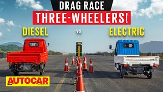 ThreeWheeler Drag Race Electric vs Diesel ft Mahindra Alfa Plus amp Treo Zor EV Autocar India [upl. by Nirre]