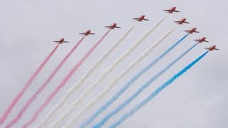 UK Royal Air Force Red Arrows aerobatic team visits Seattle [upl. by Arriec]