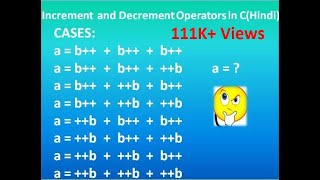 Increment and Decrement Operators in C in Hindi  12 Cases [upl. by Akinert262]