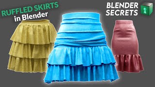 Ruffled Skirts  Virtual Fashion  1minute Blender Tutorial  Blender Secrets [upl. by Avika]