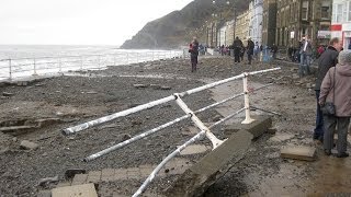 Raging Sea Destroys Promenade  Aberystwyth West Wales [upl. by Inotna927]