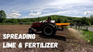 Preparing to Plant Corn Spreading Pelletized Lime amp Fertilizer Using 120hp [upl. by Enniroc]