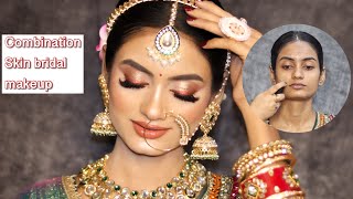 Combination skin bridal makeup tutorial step by step✅ Using affordable products [upl. by Nosyk]