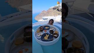 Floating Breakfast in Private Infinity Pool in Dana Villas Santorini 😋🥧 shorts infinitypool [upl. by Cara]