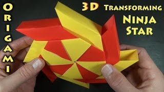 Origami 3D Transforming Ninja Star designed by Ray Bolt [upl. by Odysseus408]