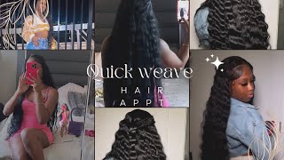 Quick weave Hair appt Lash appointment  Crimps Quick Weave Middle part Qw with a fishtail 🩷 [upl. by Allimac338]