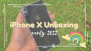 🍎 iPhone X Unboxing in 2022 aesthetic  accessories and set up 🦋 💫 [upl. by Sulihpoeht793]