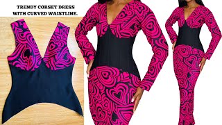 How to Sew a Stylish Corset Dress with a Trendy Curved waistline [upl. by Hasty]