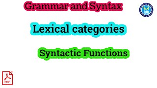 Lexical categories  parts of speech [upl. by Akit450]