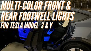 RGB Multicolor Front amp Rear Footwell Lights for Tesla Model 3 amp Y [upl. by Adni]