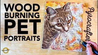 Wood Burning Pet Portraits  Pyrography Pet Portraits  Wood Burning Techniques [upl. by Yrffoeg]