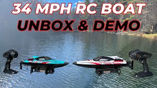 Unbox and Demo High Speed RC Race Boat 34 MPH HJ816 Extreme COUPON CODE [upl. by Kevin755]