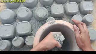 ASMR 😁 New video pure cement clay pot crumbling For lovers❤️💃❤️ [upl. by Ettevets140]