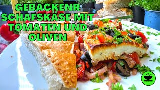 Schafskäse Feta gebacken mit Tomaten 🍅 und Oliven von KochMalSchnell [upl. by Sutniuq]