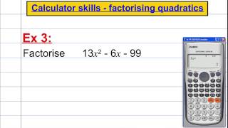 CASIO FX 991ES PLUS Calculator skills  factorising quadratics [upl. by Zetnwahs]