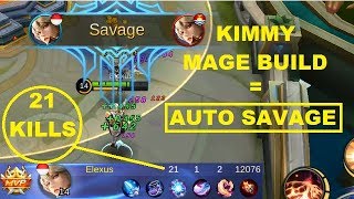 Kimmy Full Mage Build SAVAGE Gameplay Better Marksman  Magic Item Mobile Legends [upl. by Yelrehs]