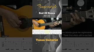 Bed of Roses  Bon Jovi  Fingerstyle Guitar Tutorial  TAB amp Lyrics [upl. by Curt]