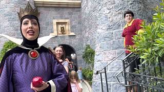 Evil Queen and Gaston have their daily banter esp about how Gaston falls with style  Disneyland [upl. by Gnanmas]