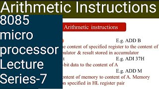 Microprocessor Lecture series8085instruction setArithmetic instructions Malayalam [upl. by Idnyc]