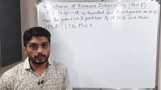 Riemann Integration  Lecture 18  Criterion of Riemann Integrability Part I [upl. by Anwadal]