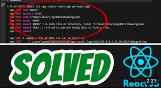 Npx createreactapp not working error in Visual Studio Code React JS SOLVED  solution viral [upl. by Moskow]