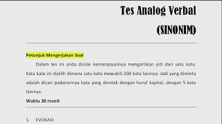 PSIKOTEST  TES ANALOG VERBAL SINONIM [upl. by Sheppard136]