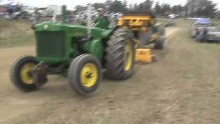 John Deere R dual exhaust tractor pull 9500 lbs Wheels UP full pull Rollag [upl. by Gibun]