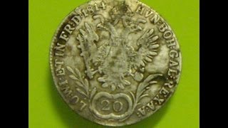 20 krajcarów z 1814 roku Franciszek II Habsburg  wykopki sreberko hammered coin [upl. by Nehttam993]