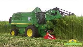 Hempharvest with New HempFlax Double Cut Combine  John Deere W660 [upl. by Waldo]