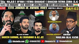 🔴Day 3 Nadeem Sarwar Ali Shanwar Ali Jee  2023  MajliseAyyameFatimaiya SA Hyderabad India [upl. by Calle]