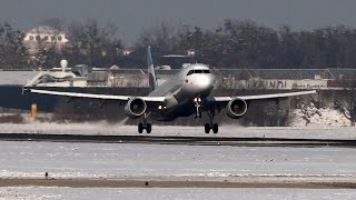 Snowy Salzburg Airport Stunning 4K Takeoffs and Landings [upl. by Rap936]