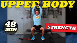 Effective 48 Min Upper Body Strength Workout  Abs Included  Dumbbells amp Bench used [upl. by Dwinnell]